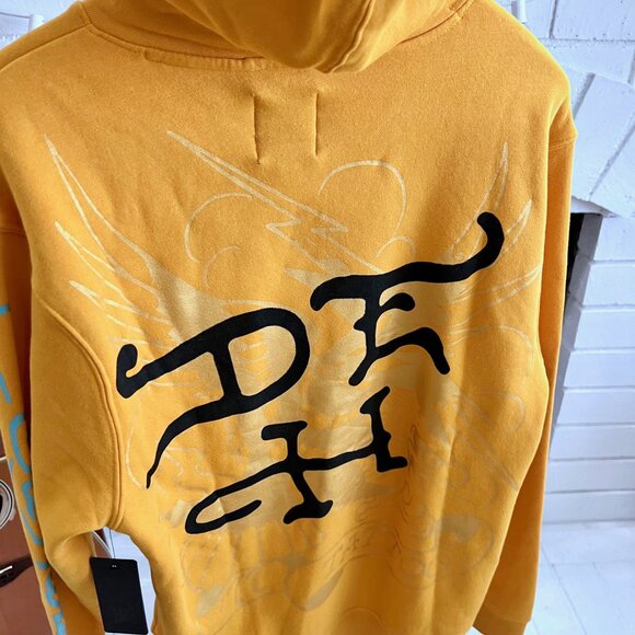 Don Ed Hardy Black Panther Logo Mustard Yellow Hoodie - Large - Picture 3 of 7